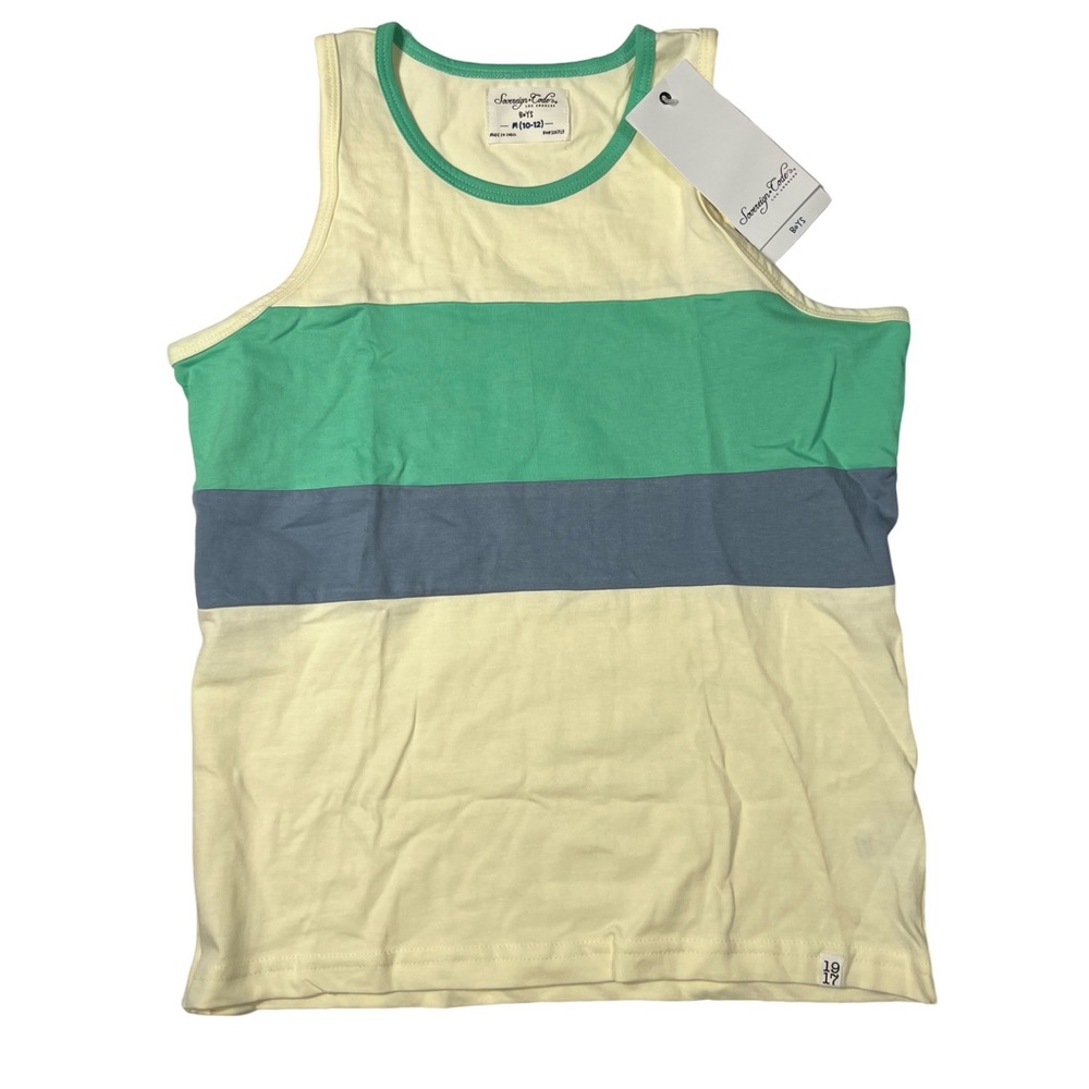 Sovereign Code Striped Tank Top, Boy's Size M, Green Blue Cream NWT